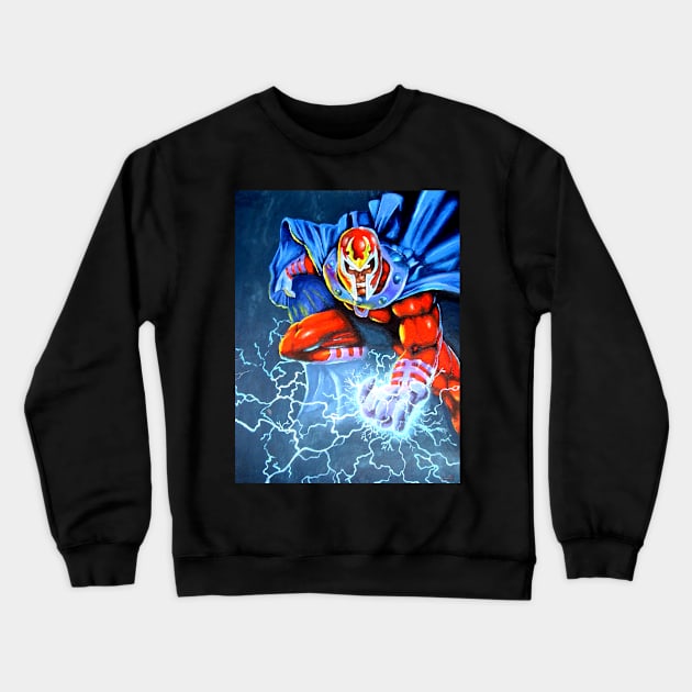 Mutant villain with magnetic powers Crewneck Sweatshirt by Robertilustrado